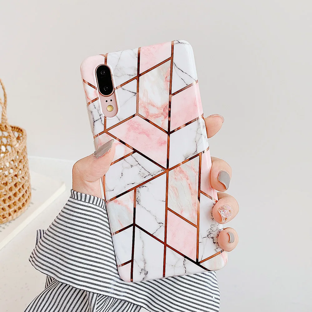 c Чехлы для телефонов LOVECOM с геометрическим мрамором и текстурой для huawei mate 30 P30 P20 Pro Lite mate 20 Lite мягкая задняя крышка с гальваническим покрытием IMD - Цвет: c
