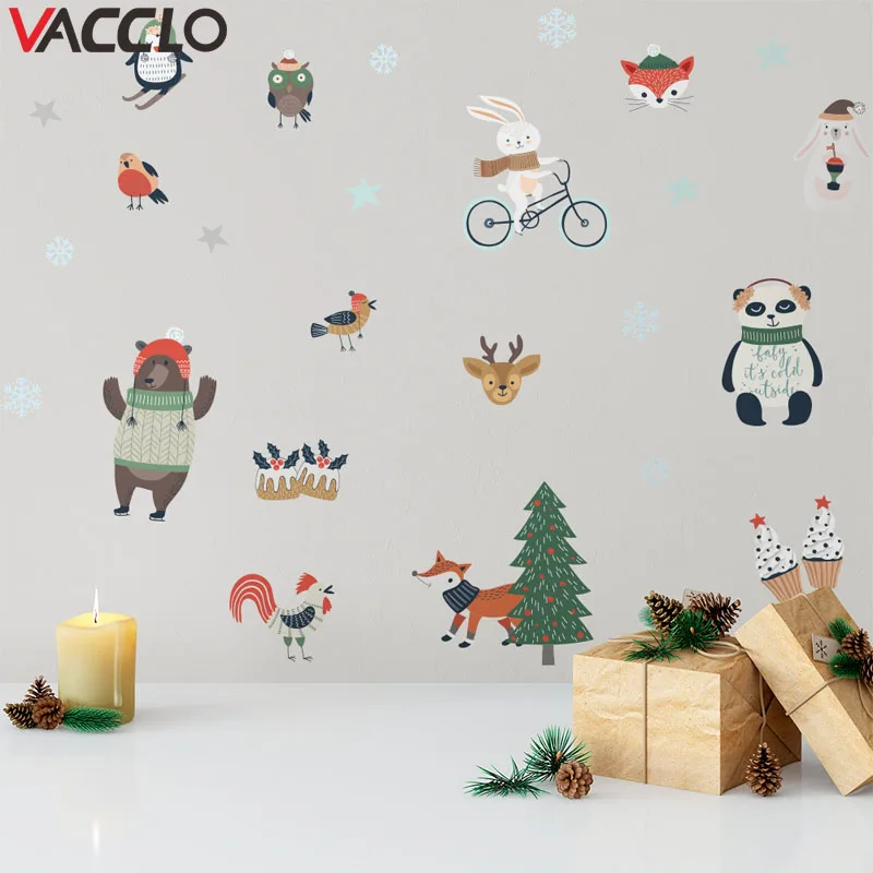 Vacclo забавные наклейки на стену с изображением животных день снега для детской