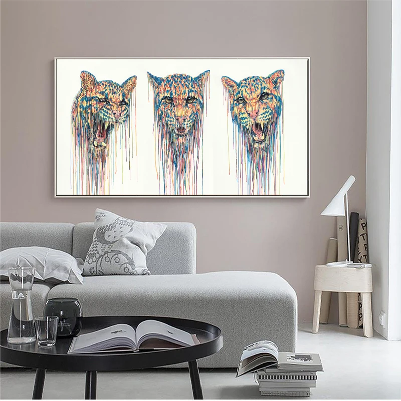 Картина маслом на холсте с изображением животных Leopards акварель современное