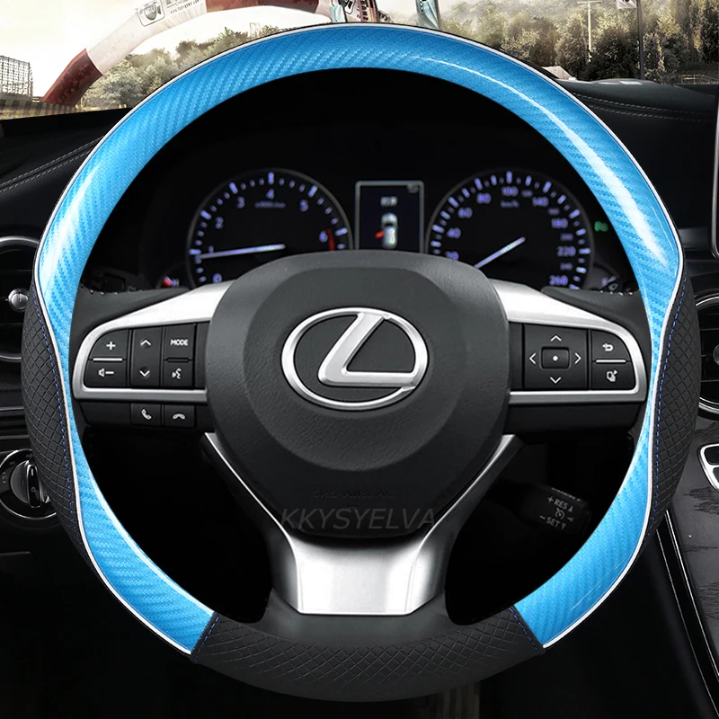 

Car Carbon Fiber Leather Steering Wheel Covers Interior Accessories 38cm for Lexus CT LX GX LM IS GS ES LS UX NX RX Car Styling