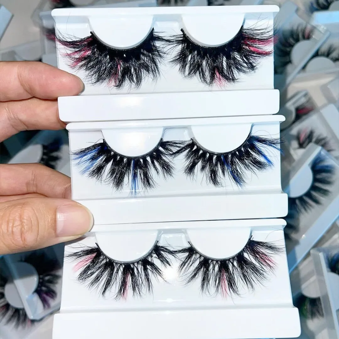 Newest 3D Mink Eyelashes Colorful 100% Mink Lashes Mix Color Pink Blue Red White False Eyelashes Fluffy Soft Cilias Vendor images - 6