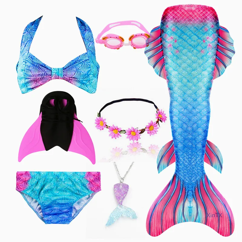 Купальник бикини для девочек с хвостом русалки и моноластами|Костюмы девочек| |