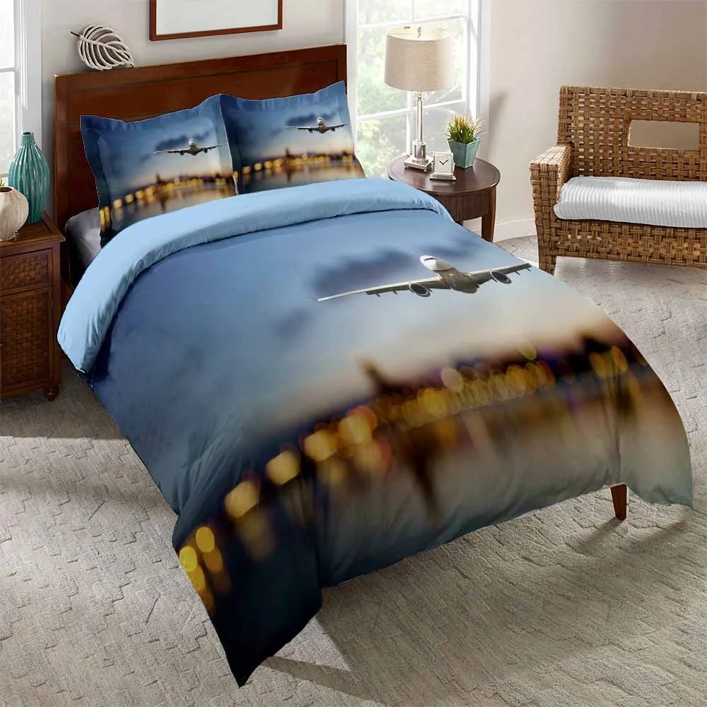 Комплект постельного белья с 3D-принтом самолета современный декор для мальчиков