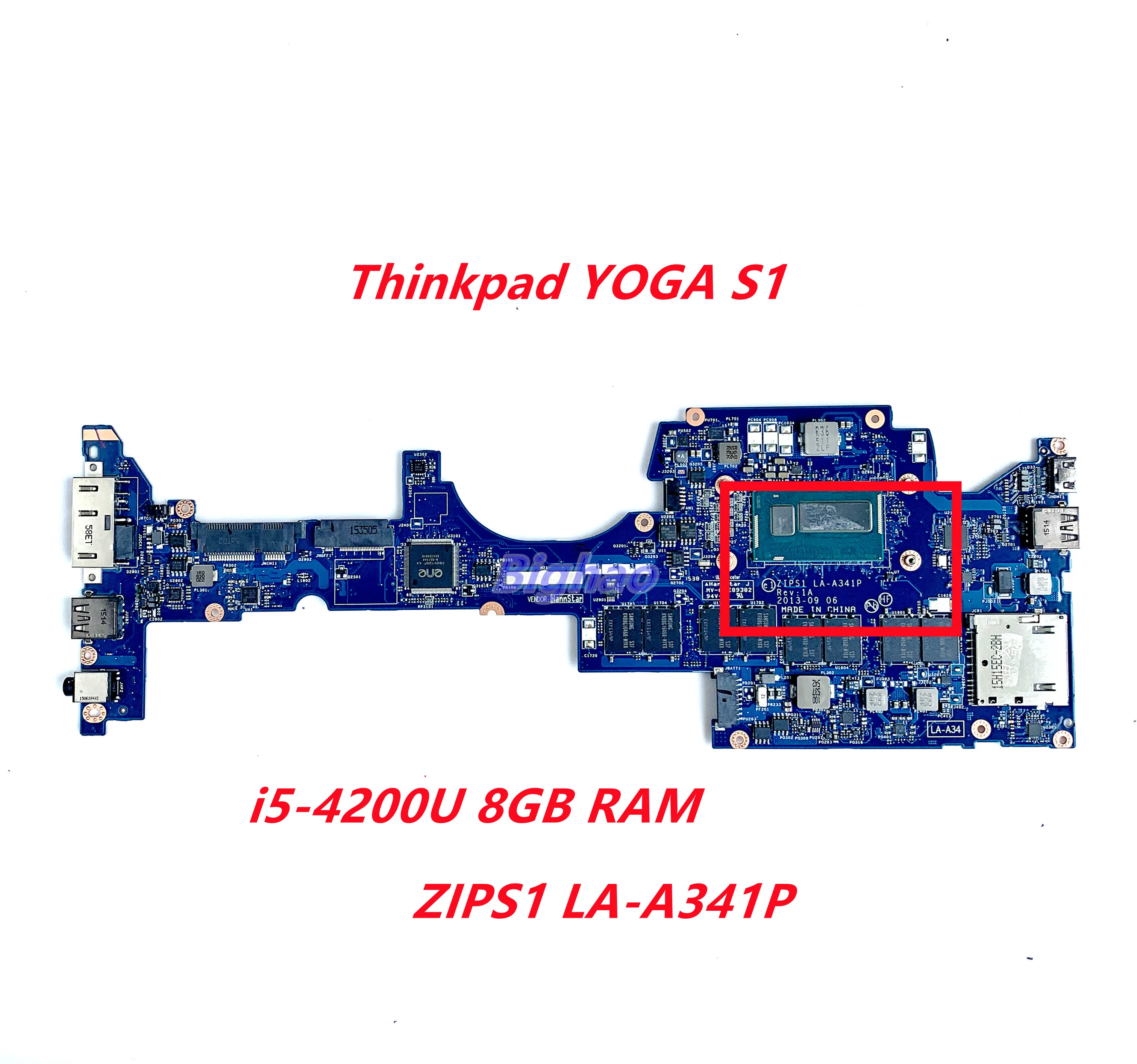 

ZIPS1 смартфон для lenovo thinkpad yoga S1, материнская плата для ноутбука, LA-A341P 8 ГБ ОЗУ, 100% протестированная работа