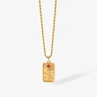 Женское ожерелье с подвеской в виде карты Таро, позолоченная цепочка 18 карат, прямоугольный очаровательный чокер для влюбленных из нержавеющей стали с бриллиантами, Подарочная бижутерия