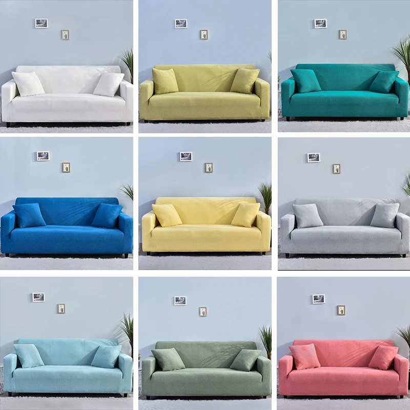 

Jacquard Solid Color Sofa Seat Covers for Living Room Couch Corner Sectional Elastic Slipcover L Shape Chair Furniture Protector