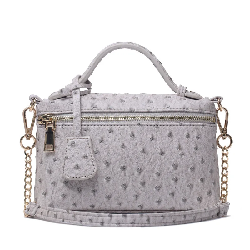 Ostrich Gray Классический страуса кожаная сумка от китайской фабрики ретро мягкая кожаная сумка клатч вечерняя сумочка; BS010 Для женщин; мужские лоферы под кожу питона Женская сумочка для вечерние - Цвет: Ostrich Gray