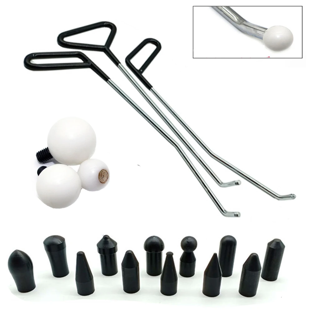 Paintless Dent Tools Single Piece Puller Rod Hook Repair Car Dent & Hail Damage Tool Set with 12 Heads Household Hand Tool