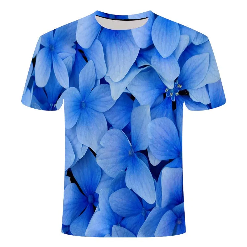 

2021 Summer New Flower Print Round Neck Short Sleeve Casual Comfortable Loose T-shirt Top