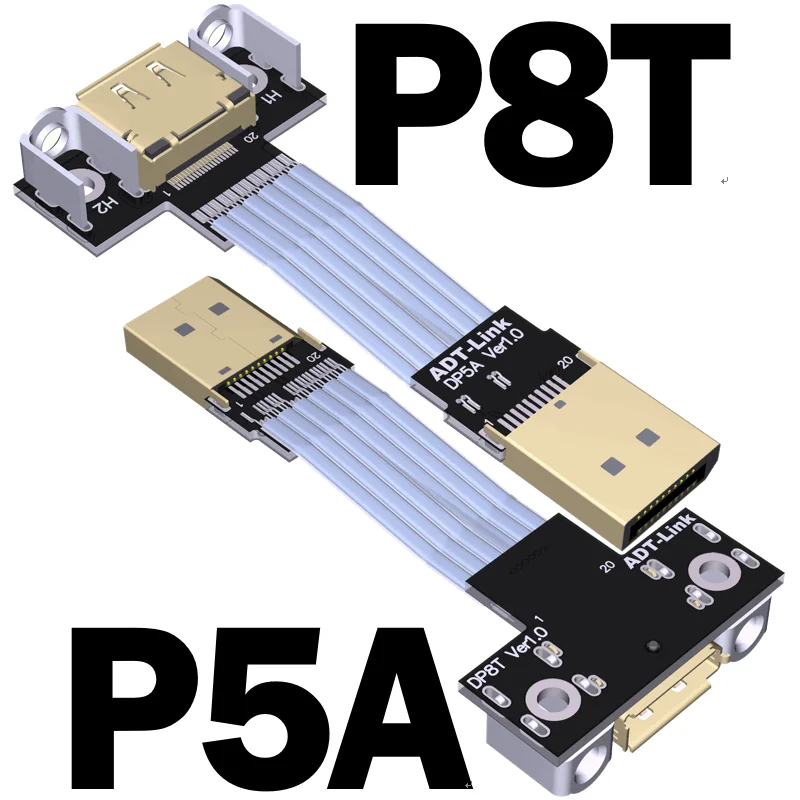 Displayport с видом от первого лица С ПЛОСКИМ КАБЕЛЕМ DP крышкой вверх/вниз скошенная