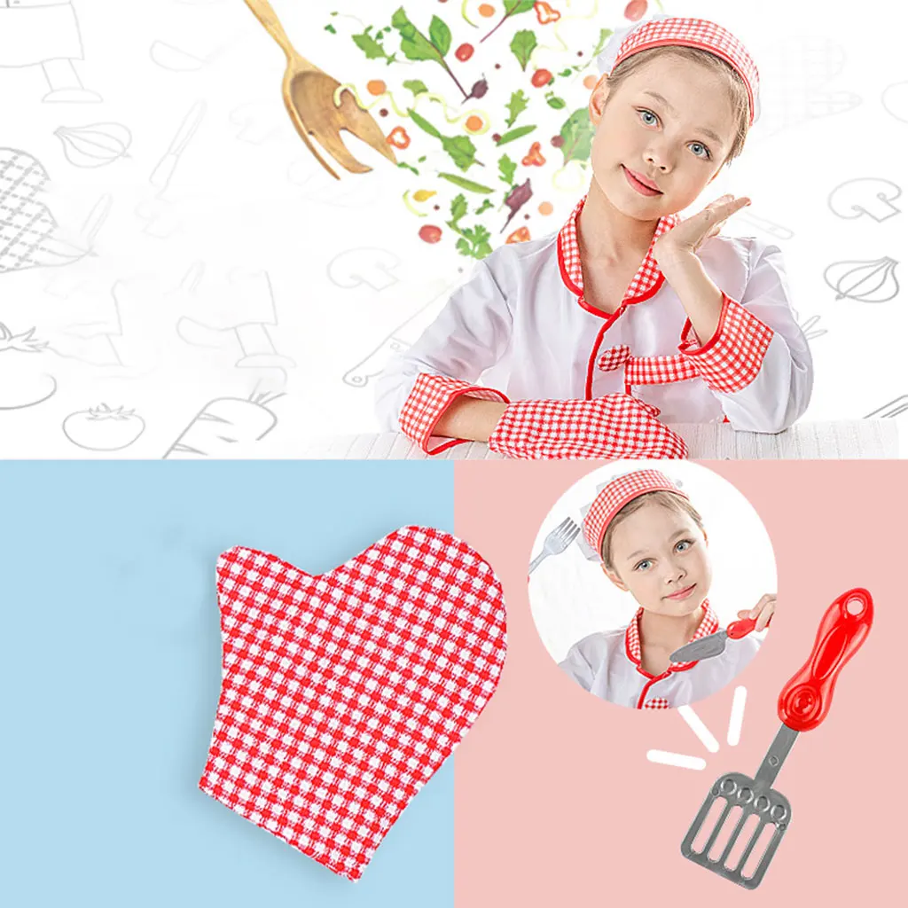 

Chef Role Play Costume Cooking Clothes Pretend Play for Chidlren Girls