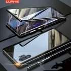 Чехол-книжка для Samsung Galaxy Note 10 Plus, Note 10, роскошный двусторонний Магнитный чехол из стекла с передней и задней панелью Luphie 360