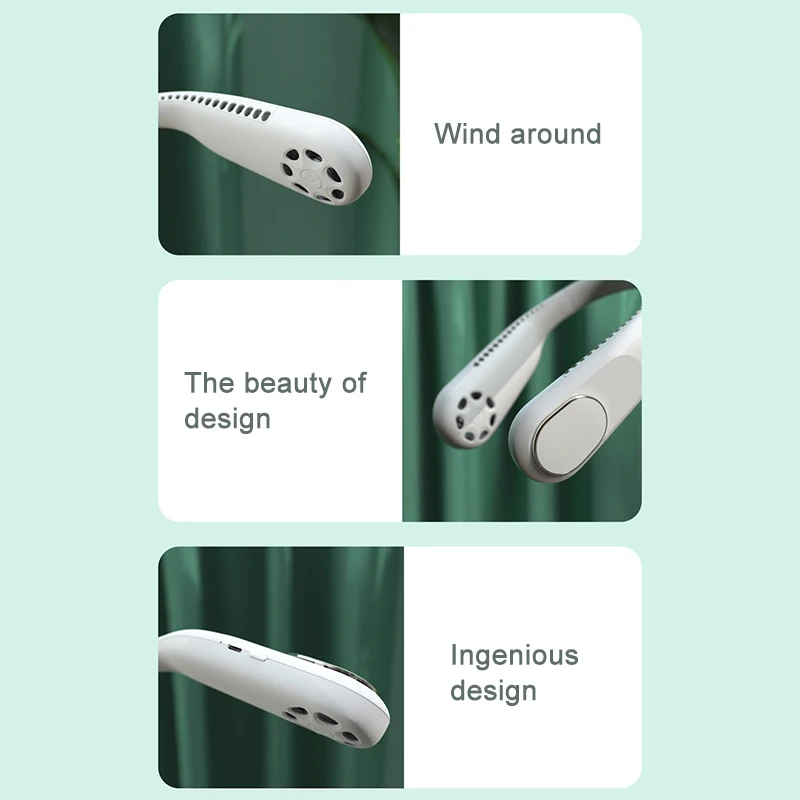 

Portable Neck Fan with 4000mAh Battery USB Mini Electric Air Conditioner Neck Fans Outdoor No Blades Will Not Hit Face & Hair