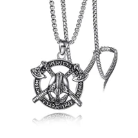 european and american jewelry nordic viking warrior helmet thor axe logo pendant necklace