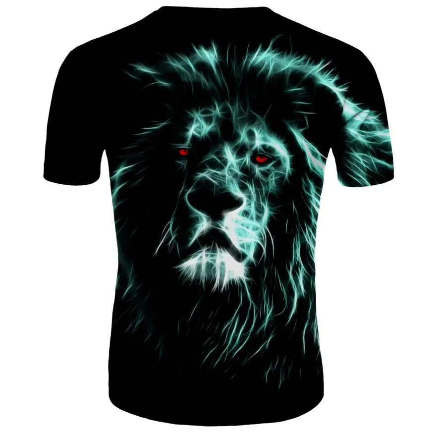 

Fun T-shirt 2021 Summer Men's O-neck Short-sleeved 3D T-shirt Lion Printing T-shirt