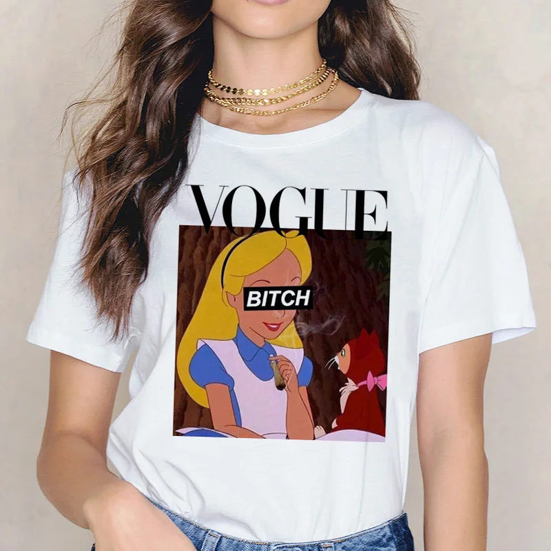 Женская футболка с круглым вырезом Vogue Spoof Princess повседневные студенческие Топы