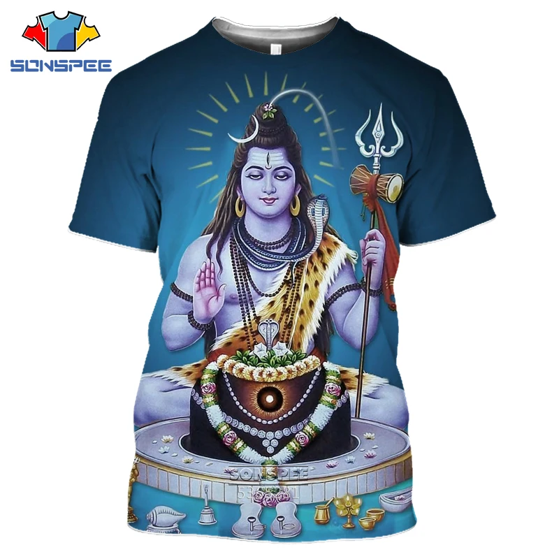 

Summer New Cartoon Anime T-shirt 3D Printing Religious Men's T-shirt Lord Shiva Women's Casual Fashion Short-sleeved T-shirt Top