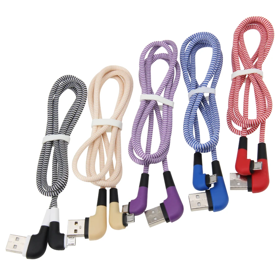 

1M Elbow 90 Degree Cable for Iphone Micro USB Type C Quick Charging Cable Data Line Charge Cord for Xiaomi Huawei Phone 50PCS