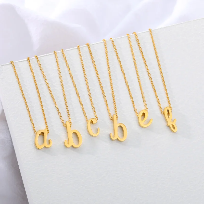 Small Letter a-z Necklaces &amp Pendants Stainless Steel Gold Color Perforated Alphabet Initial Necklace Women Fashion Jewelry | Украшения