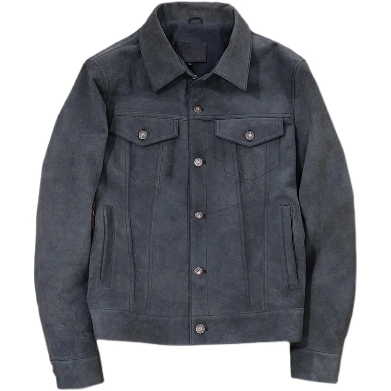 Free shipping.Super sales.Classic casual 507 style cowhide jacket.Gray Suede leather coat.men slim clothes.outlet | Мужская одежда