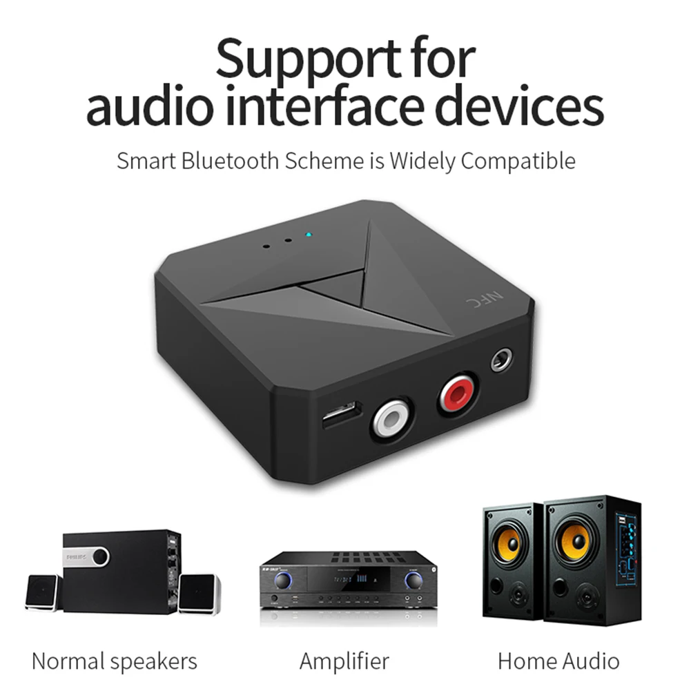 

Bluetooth Adapter BT5.0 Transmitter and Receiver NFC-Enabled Bluetooth Audio Adapter RCA and Car Stereo 3.5mm AUX Input/Output
