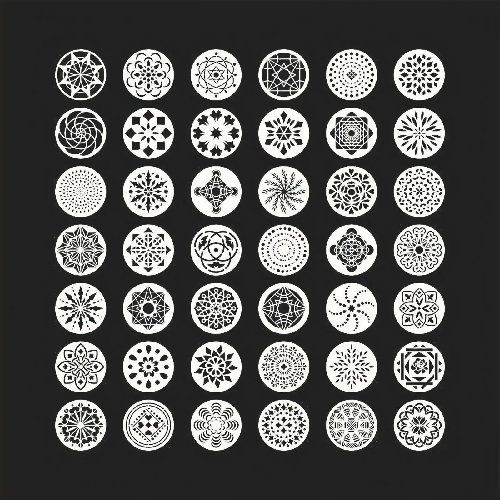 

42 PCS DIY Art Scrapbook Stamping Album Drawing Template Round Patterns Planner Set Stencil Multiple Pattern Plastic Planner Set