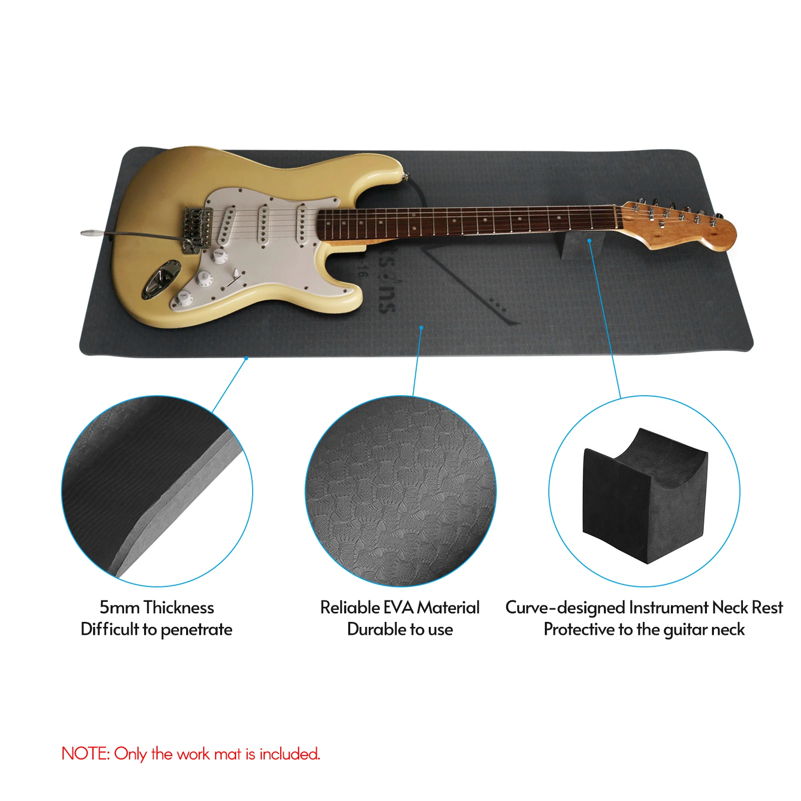 

Instrument Work Mat with Neck Support for Repair and Maintainence of Electric Guitar Bass Ukulele String Instruments Guitar Part