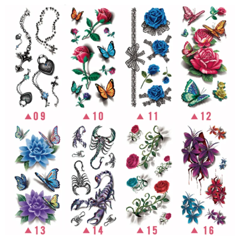 Best Temp Body Art Temporary Tattoos Set 3D Fake Tattoo Adult Kids Butterfly Flower Waterproof Sticker QQ99 | Красота и здоровье