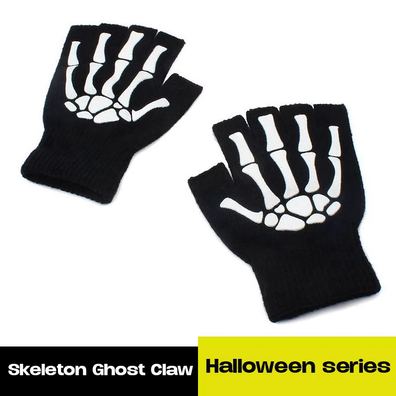 

Skeleton Gloves Pin A Halloween Ghost Dog And A Half Thousand Halloween Decorations Mitten Half Magic Gloves Knitting Gloves