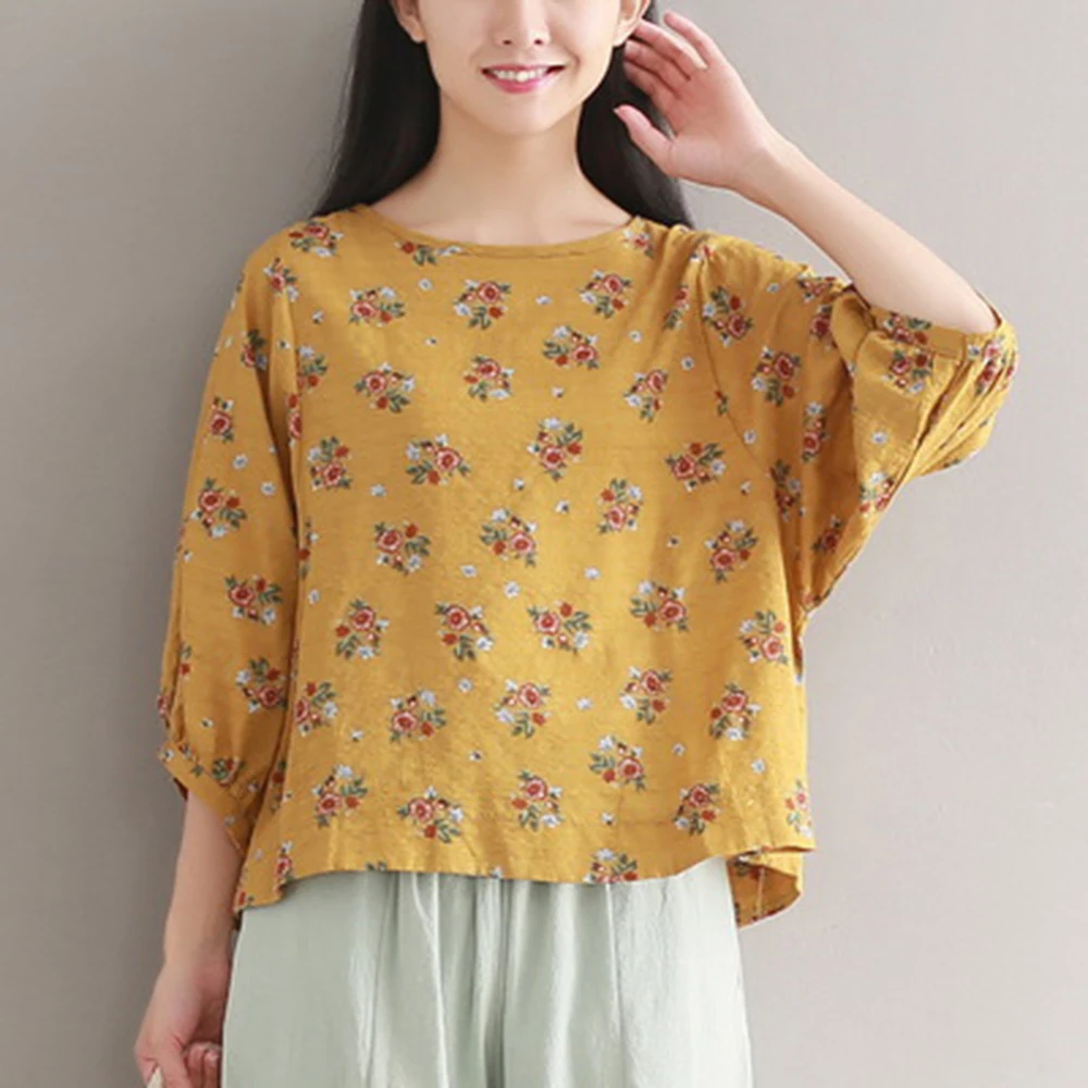 Женская Повседневная Свободная богемная Футболка с принтом уличная хлопковая