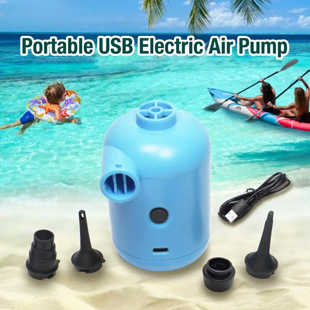 

Портативный USB Электрический воздушный насос с 3 насадками, микро-насос для плавательного бассейна, воздушный матрас, легкий и портативный, 0...