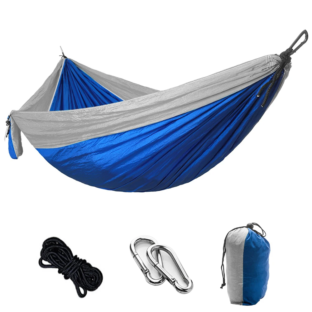 

Nylon Double Person Hammock Adult Camping Outdoor Backpacking Travel Survival Garden Swing Hunting Sleeping Bed Portable Hammock