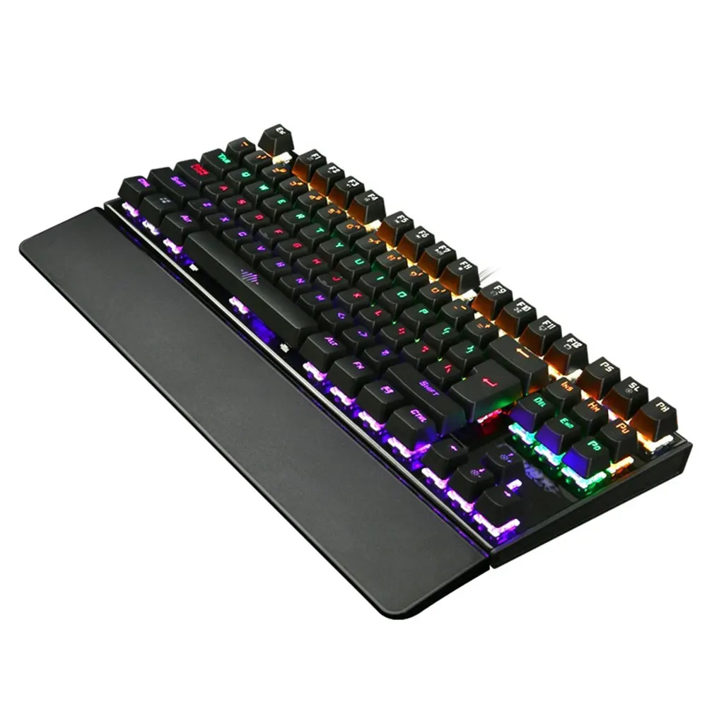 Machine keyboard K28 профессиональная механическая клавиатура Механическая игровая клавиатура 87 клавиш большая клавиатура аксессуары Красочный светодиодный клавиатура - Цвет: Machine keyboard