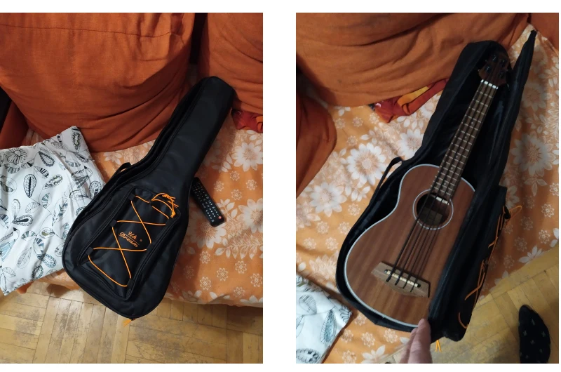 30 дюймов Мини электрическая гитара Музыкальные инструменты Полный Sapele Ретро Закрытая ручка Гавайские гитары 4 струны бас гитара ra UB-113