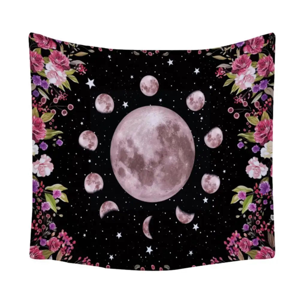 

Vintage Moon Phase Wall Hanging Tapestry Mooonlight Room Green Boho Home Decoration Wall Leaf Decor Wall Black Tapestries O K0S9