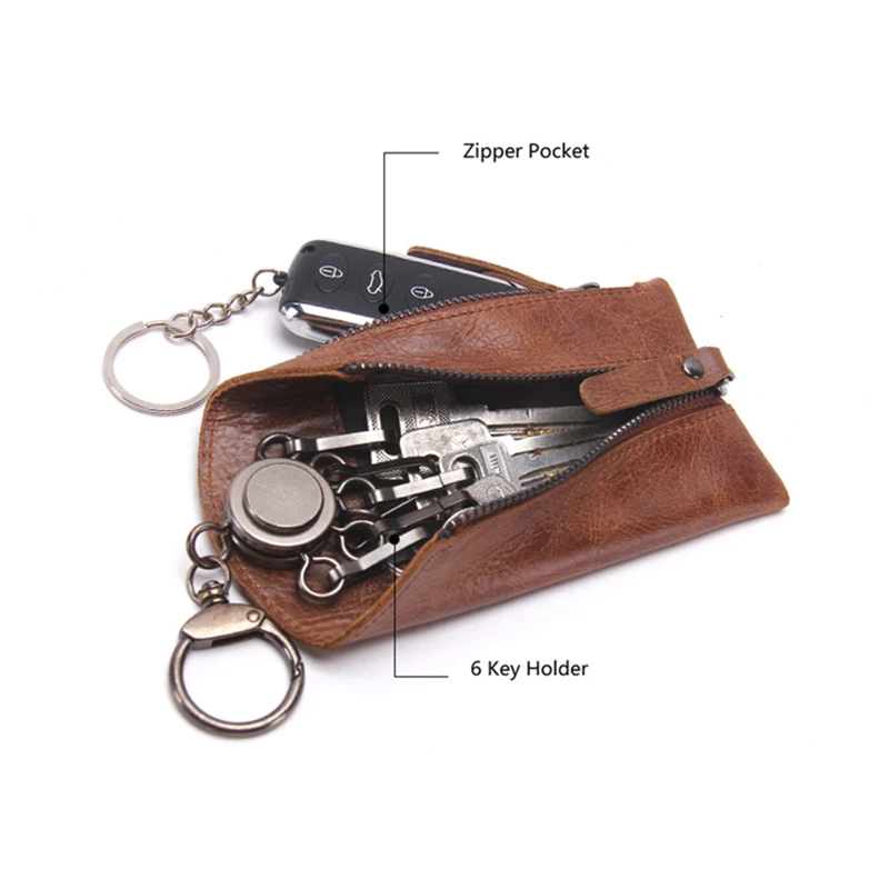 Мужской складной брелок для ключей из натуральной кожи 3 цвета|Футляр