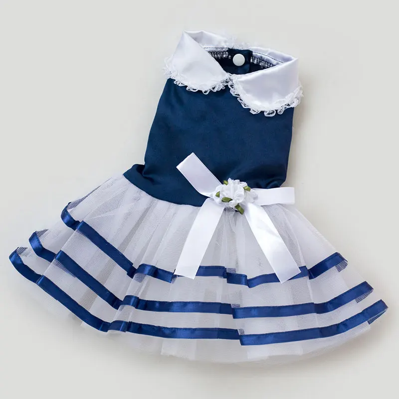 Летнее кружевное платье для собак одежда домашних животных маленьких с бантом