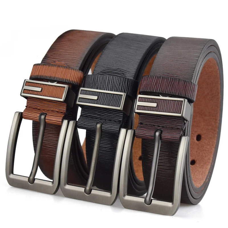 ANPUDUSEN New Product Brand Luxury Design Pin Buckle Genuine Leather Cowhide Belt Jeans Belts For Men Business Cowboy Belts