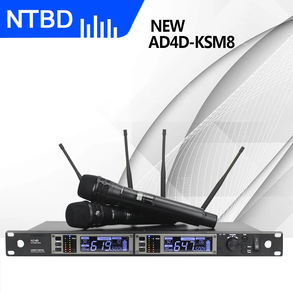 Профессиональный двойной беспроводной микрофон NTBD KTV Sing/говорить AD4D/UHF|Микрофоны|