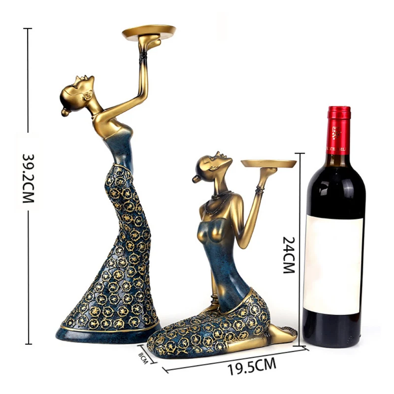 

2pcs Vintage Candlestick Lady Statue Candle Holder Weding Party Candlelight Dinner Decoration Sculpture Ornament Home Decor