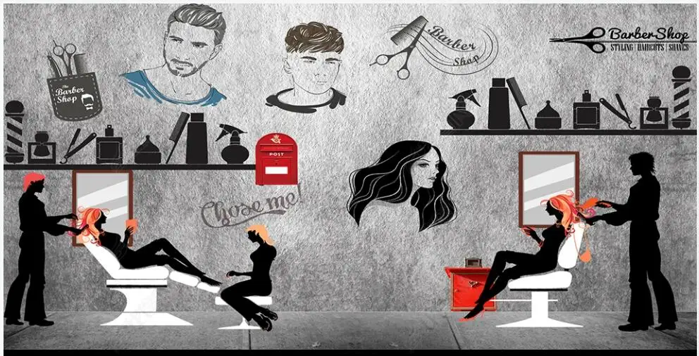 

3d wall murals wallpaper for walls in rolls Vintage hairdresser barbershop photo wallpaper home decor 3d panels on the wall