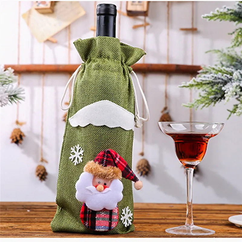 Рождественский чехол для винной бутылки снеговик Санта Клаус лось Новогодний