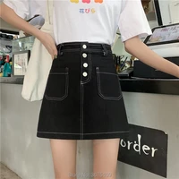 black denim jean skirt mini pencil sexy high waist vintage plus size button short skirt for women ladies summer womens 2020