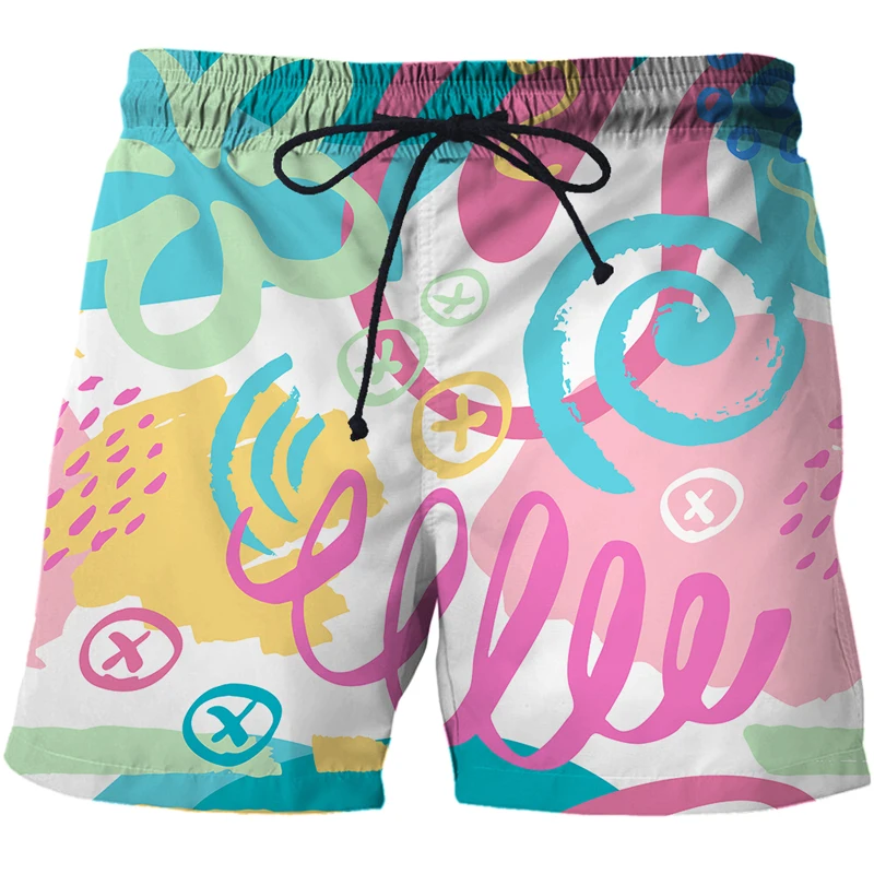 Men's Oversize Shorts Pants Fashion Graffiti art painting Cool 3D Print Beach Pants Briefs for Men Swim Trunks Shorts Beachwear