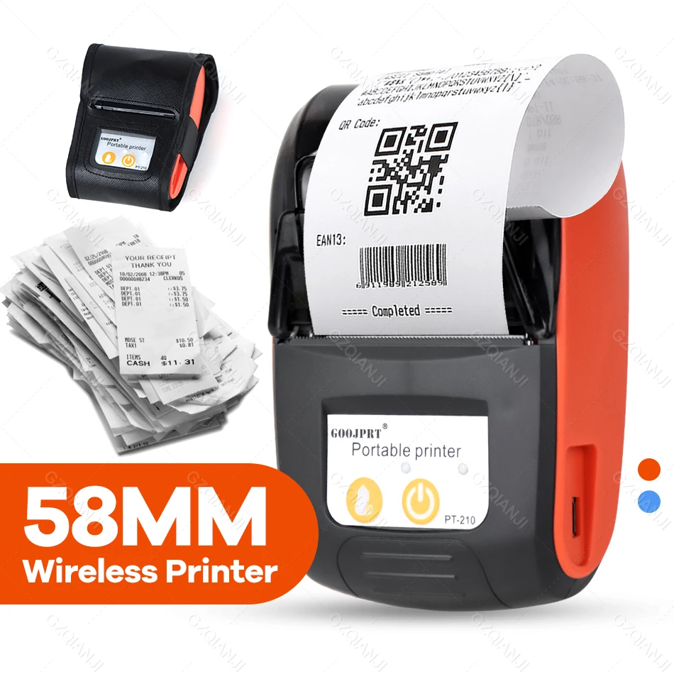 

GOOJPRT Mini Bluetooth Thermal Printer Portable Receipt Ticket Maker Machine For Mobile Android iOS Phones Windows 58mm Stores