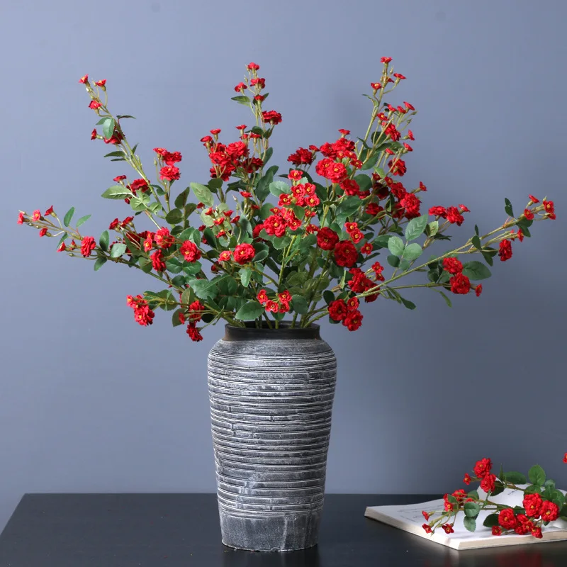 

6 branch Artificial Rosa chinensis Flower Stem for Bouquets Wedding china rose Chinese Rose