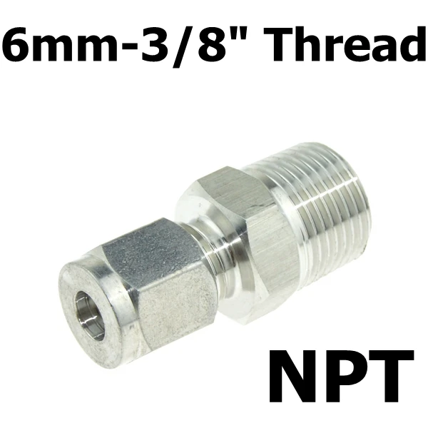 6mm OD Tube 3/" PT наружная резьба NPT x 6 мм 8 мм OD двойной наконечник трубки воздуха для компрессорной трубы разъем SS 304 нержавеющая сталь 1/4" 1/2" - Цвет: 6mm OD Tube