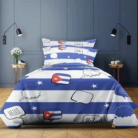stylish bluewhite geometric striped bedding set luxury high end flag quilt duvet cover with pillowcase king twin 3 pcs bed sets