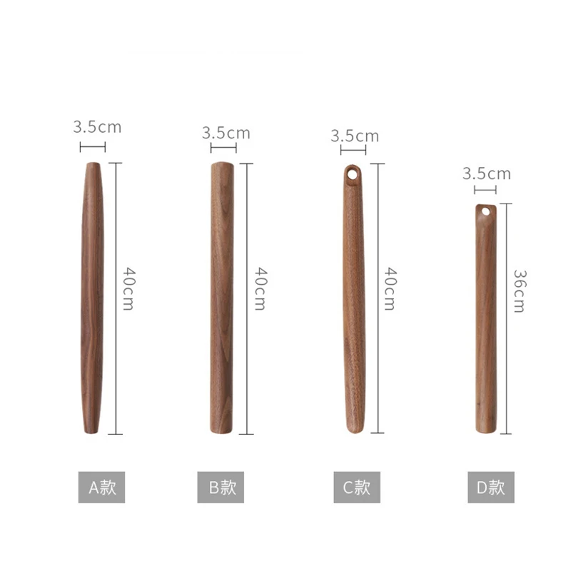 black walnut rolling pins solid wood baking accessories long size rolling pin with hole kitchen appliances tools baking gadgets free global shipping