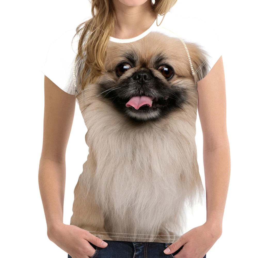 MOZOEYU Kawaii Pekingese Dog/с принтом на тему собак женские летние короткие футболки Harajuku